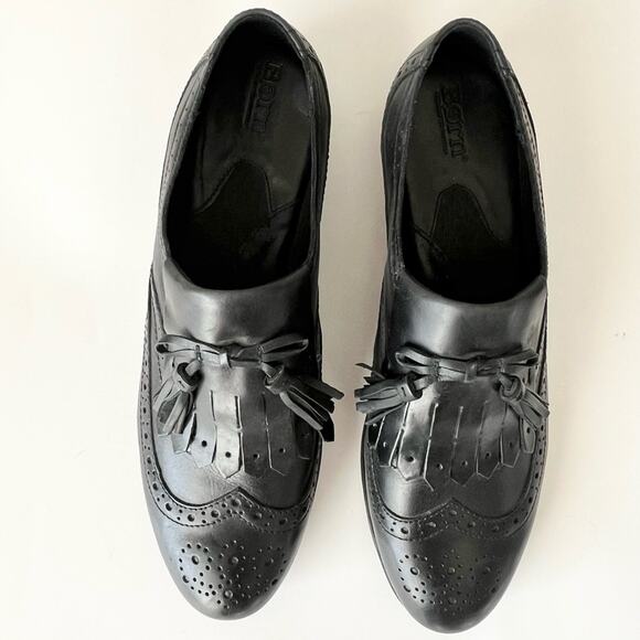 Born Derby Oxford leather loafer shoes black 11 - Picture 6 of 14